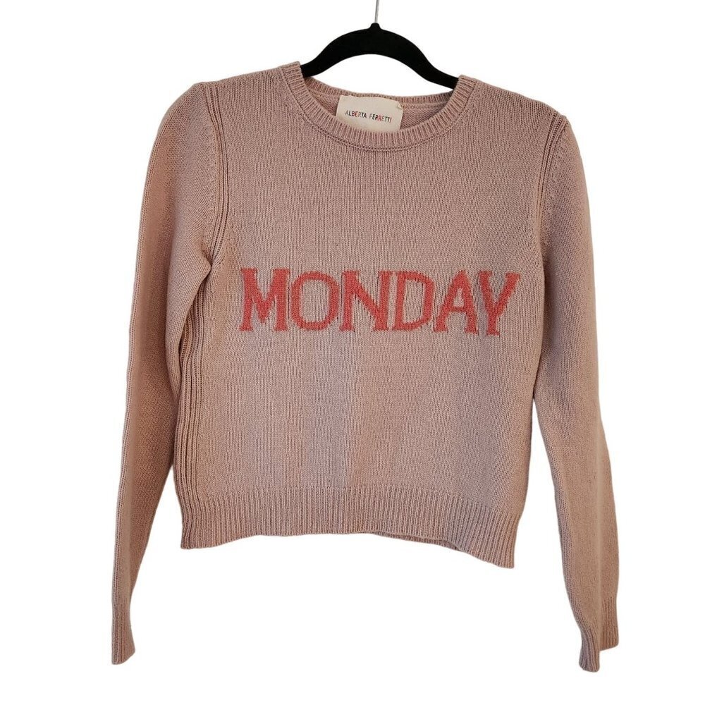 RARE Alberta Ferretti Rainbow Week Pink Purple Monday Sweater Wool Cashmere 2